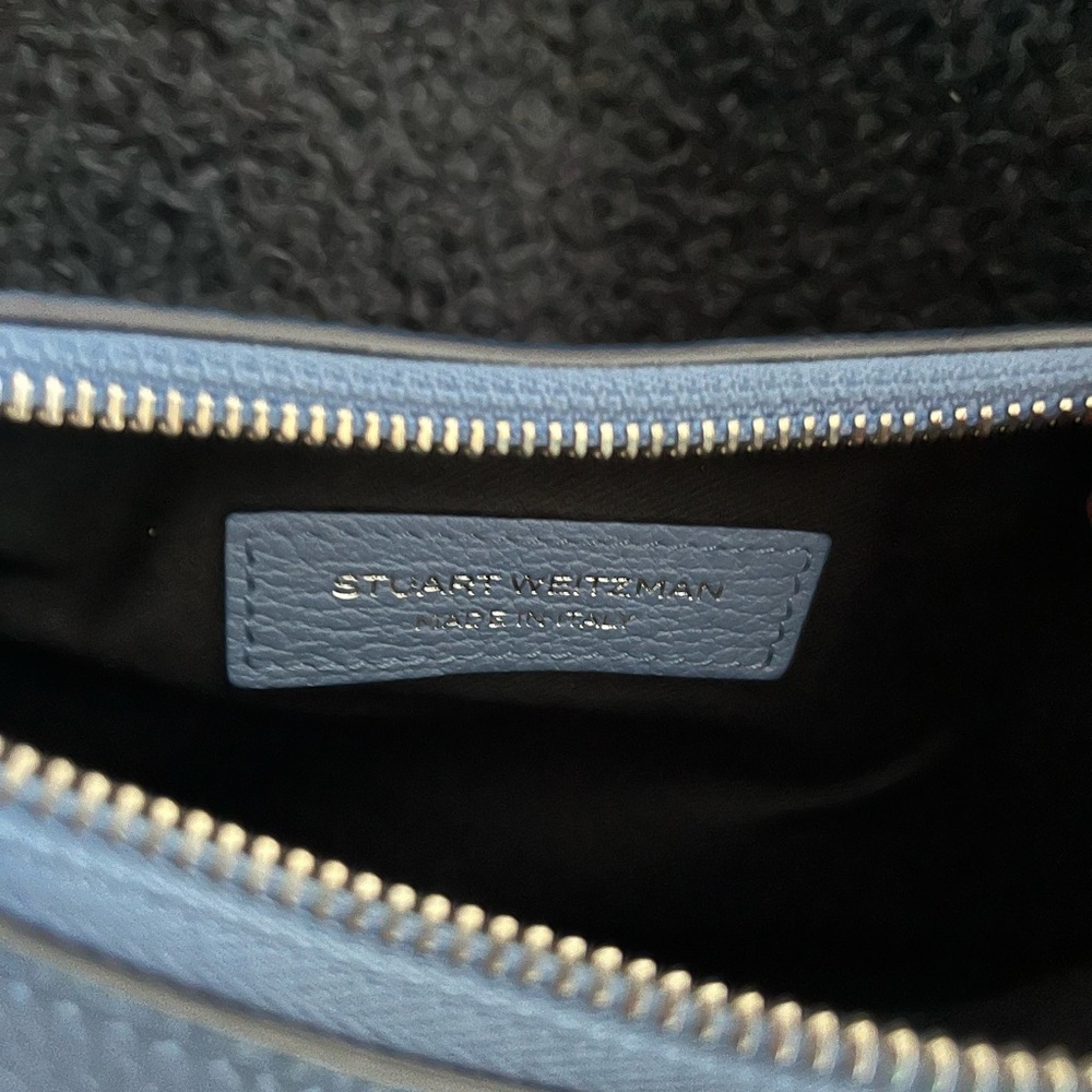 Authentic Stuart Weitzman Stellar Crescent Bag in Blue Steel - Picture 9 of 16